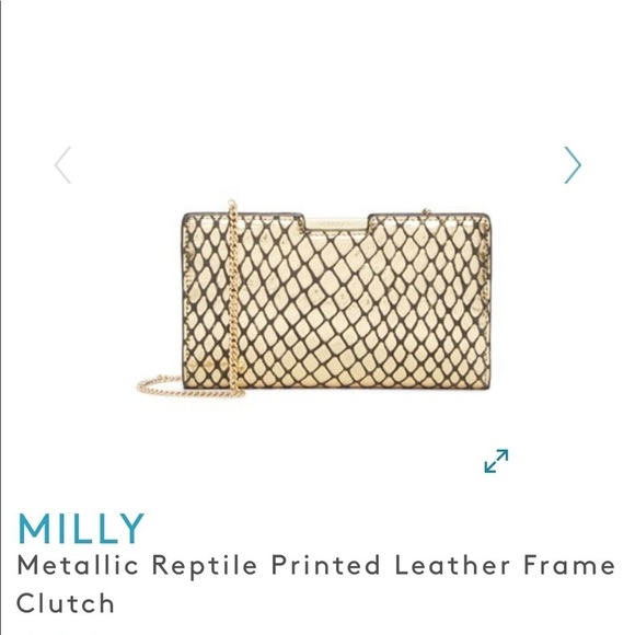 Milly Handbags - Milly Reptile Gold Clutch